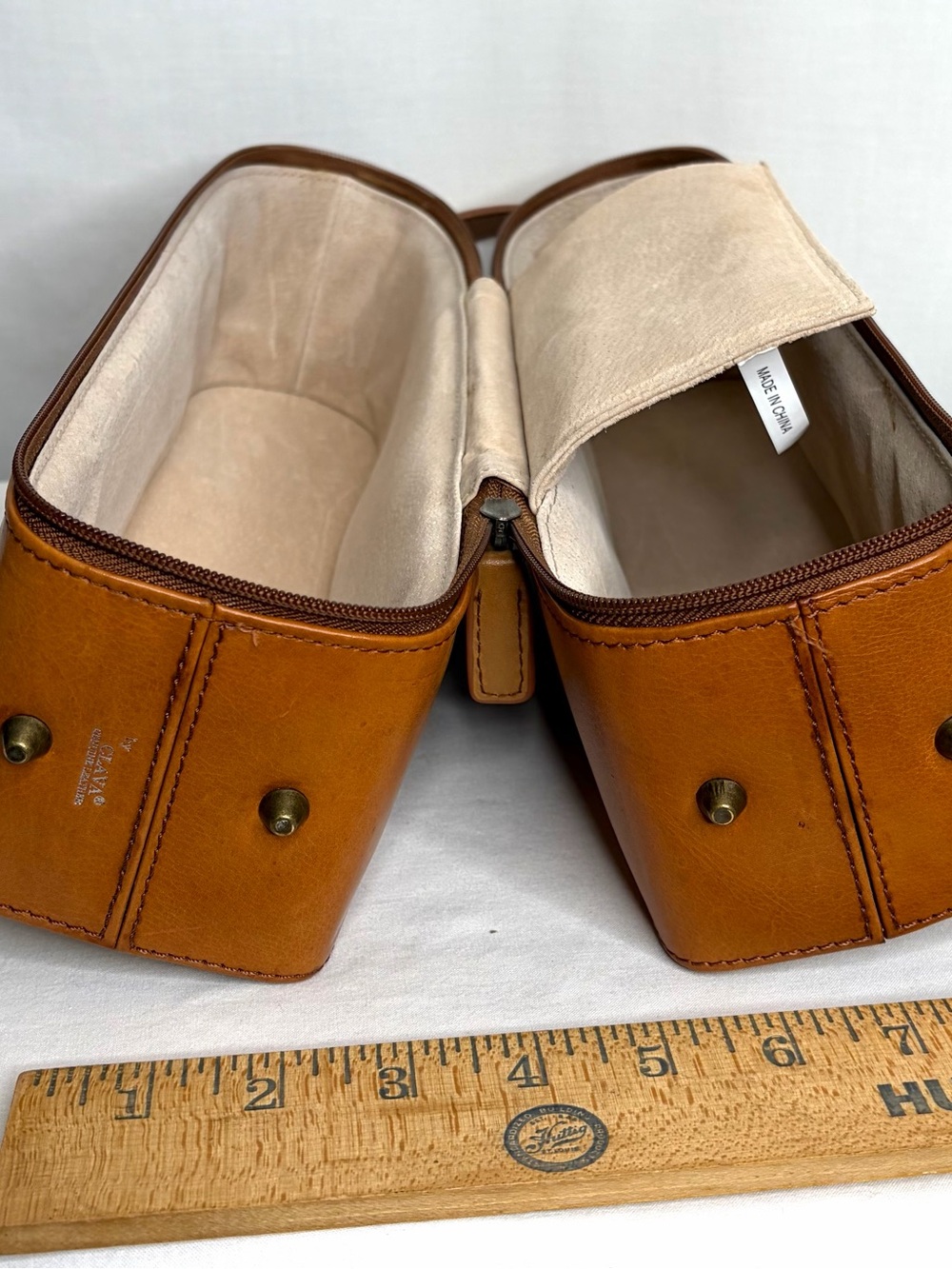 Clava Leather Two Bottle Wine Carrier - Tan - Picture 13 of 16